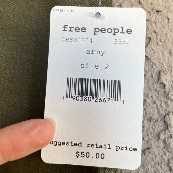 FREE PEOPLE NWT Army Olive Green Stretch Denim Cotton Fitted Mini Skirt Sz 2 - Picture 14 of 16